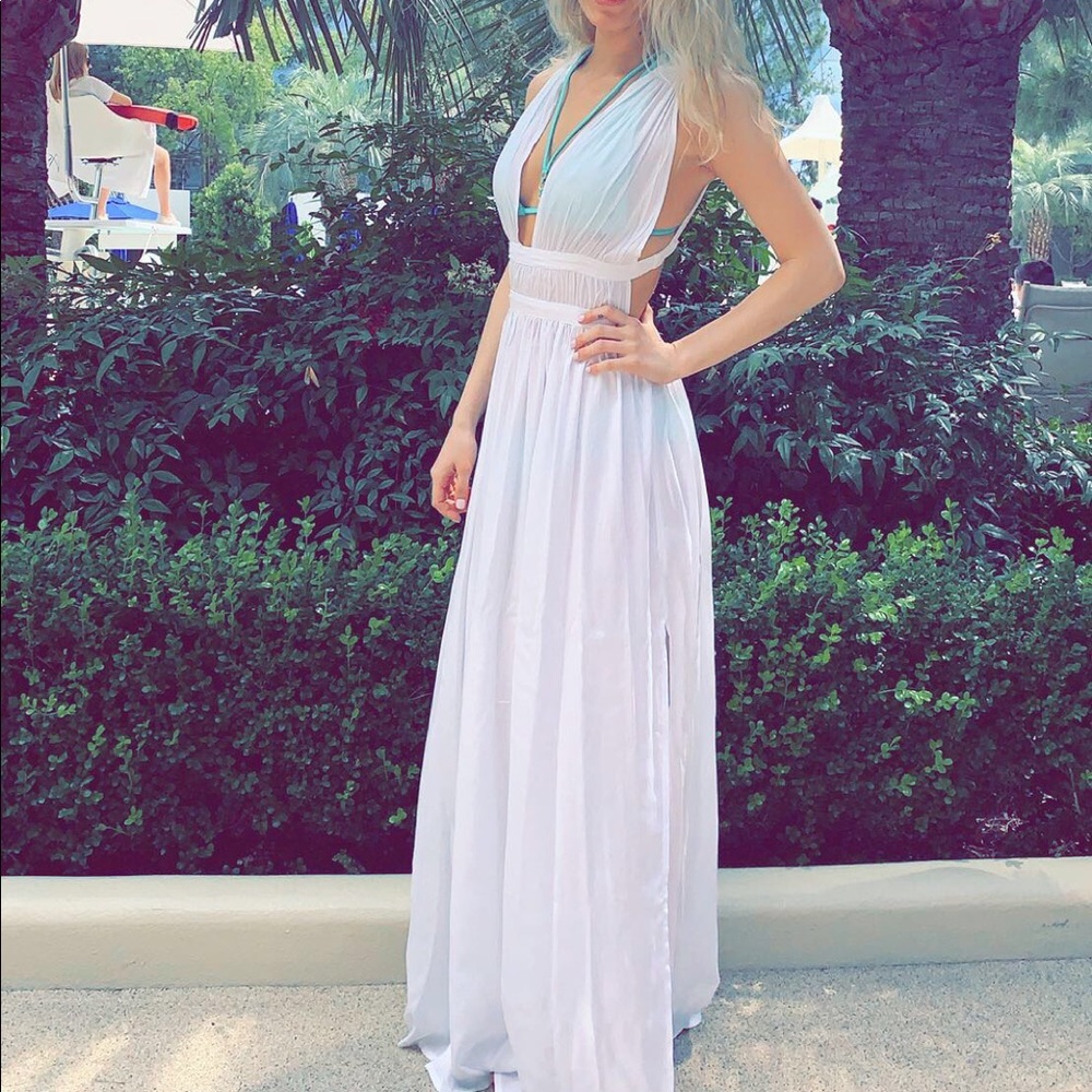 Grecian Plunge Maxi Woven Beach Dress size 6